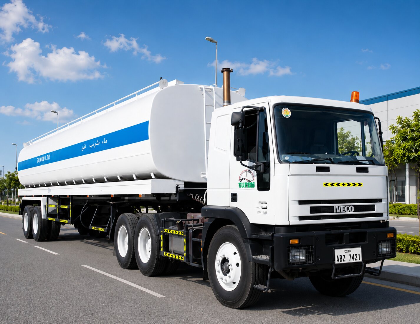 Sweet Flow water tanker truck delivering water in Abu Dhabi
